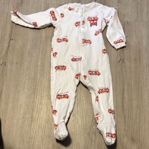 Pekkle Kids Fire Truck Print Footie Pajamas